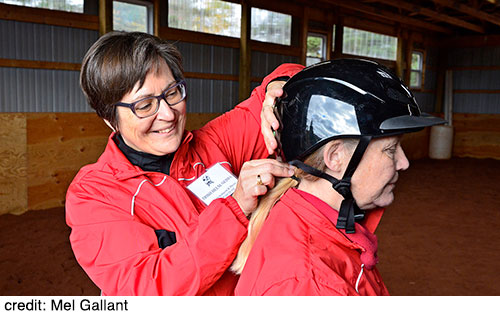 Joyriders adjusting helmets